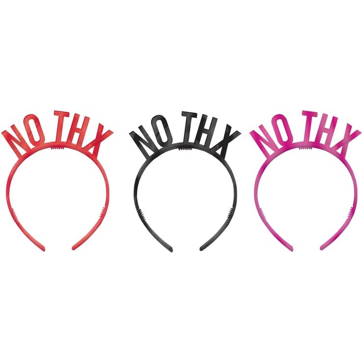 No Thx Anti-Valentines Headbands 6pk