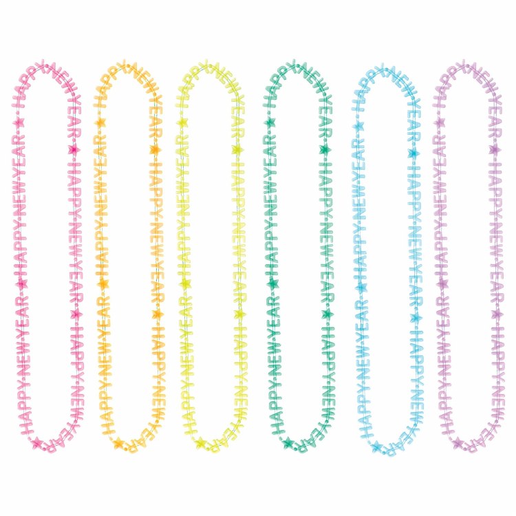 Happy New Years Glow Necklaces 6pk