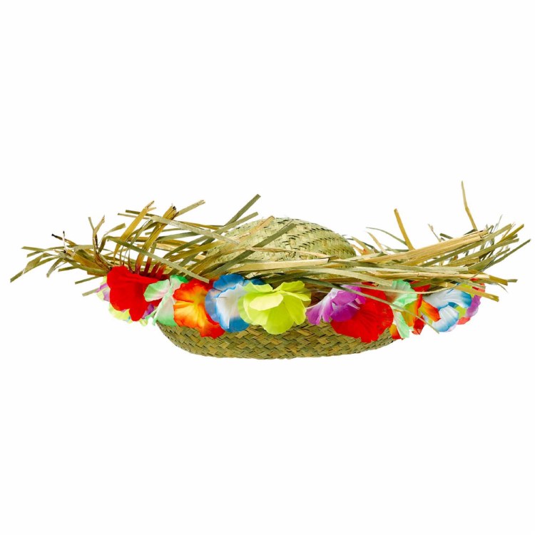 Hat Straw w/Floral Luau