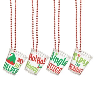Christmas Shot Glass Necklaces (4pc)