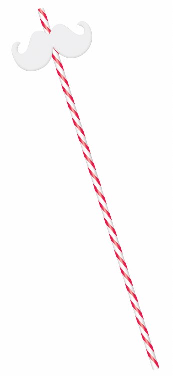 Christmas Mustache Straws ~ 12 Pack