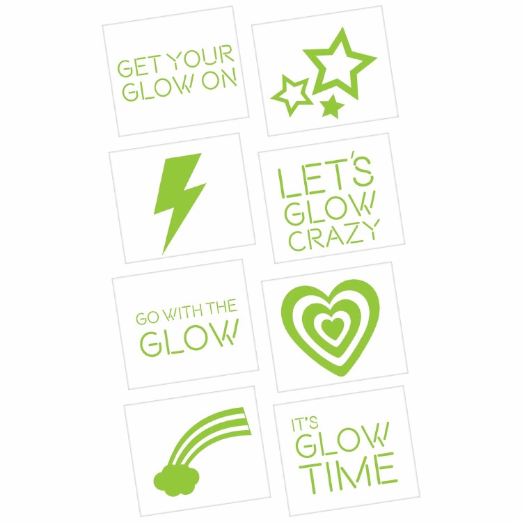 Let's Glow Crazy Tattoo Favors • 16 Pieces/2 Sheets