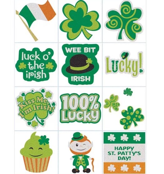 St. Patrick's Day Body Stickers ~ 2 Sheets/12 Stickers