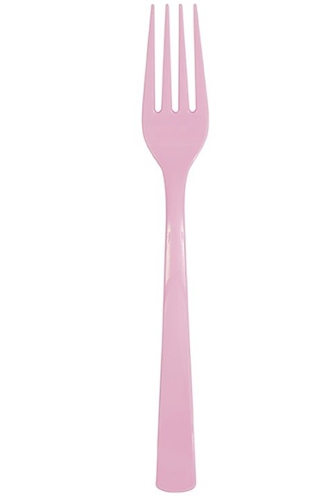 Pink Solid Plastic Forks 18ct