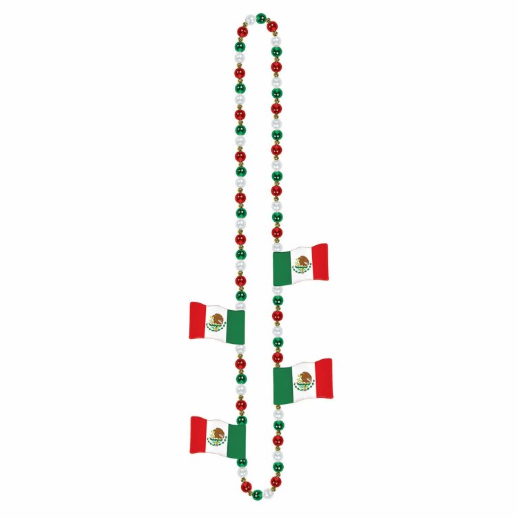 Bead Necklace Mexican Flag