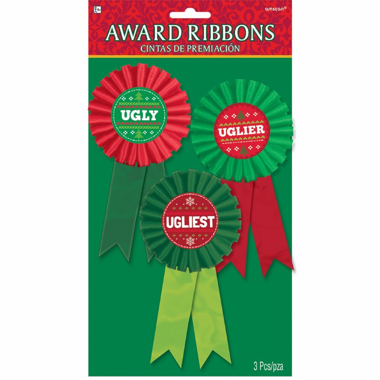 3 Place Ugly Sweater Ribbons ~ 3 Pack
