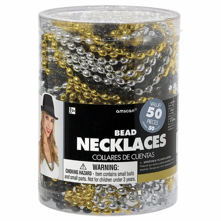 Beads Blk/Gld/Slv 50ct