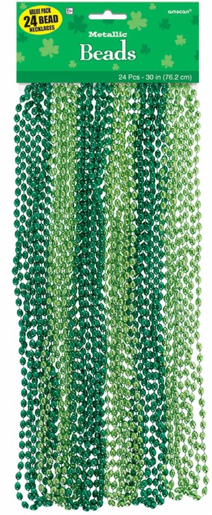 St. Patrick's Day 30in. Beaded Necklaces ~ 24 Pack