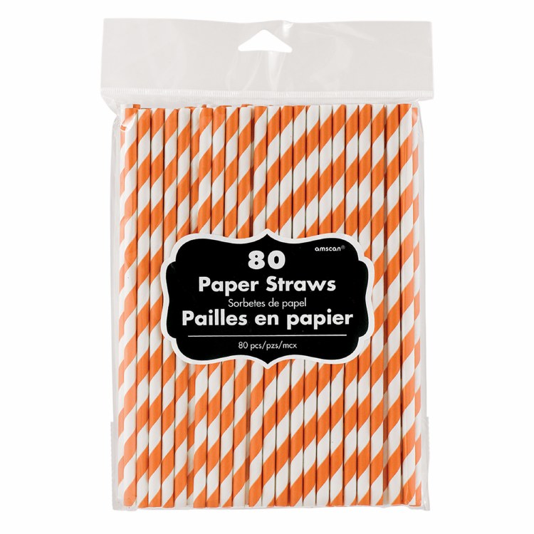Straws Paper Orange 80pk
