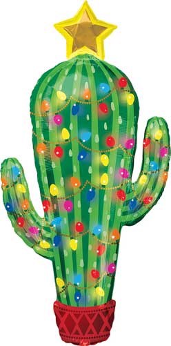 Christmas Cactus Jumbo Size Mylar Helium Balloon 40&quot;