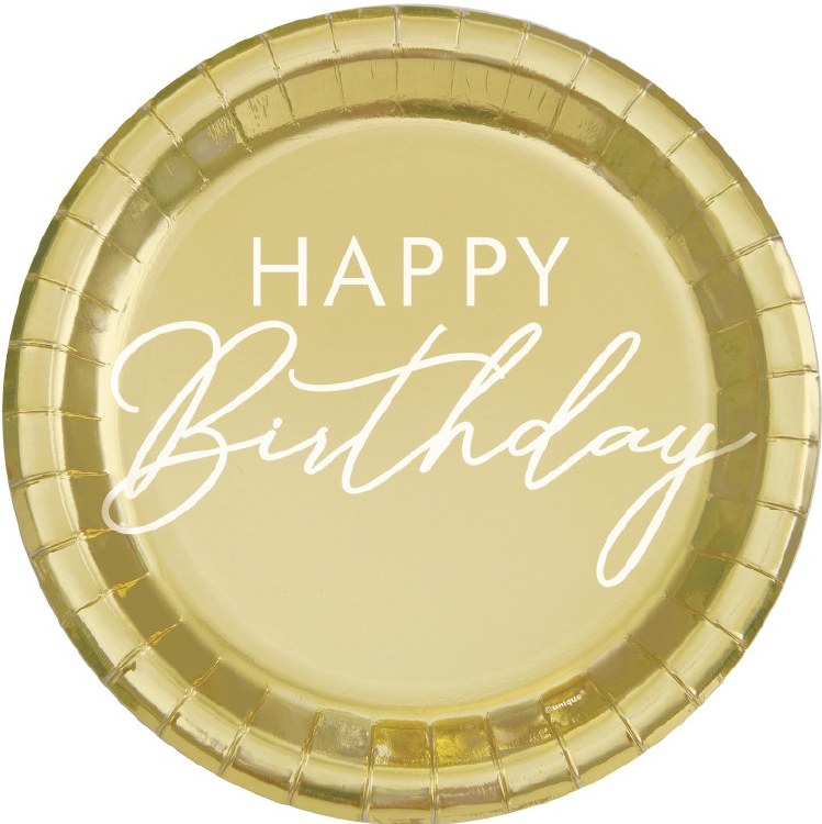Happy BDay Gold 9" Plate