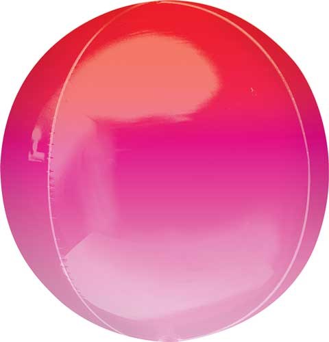 ORBZ Shape • 14" Jumbo Mylar Helium Balloon • OMBRE RED/PINK