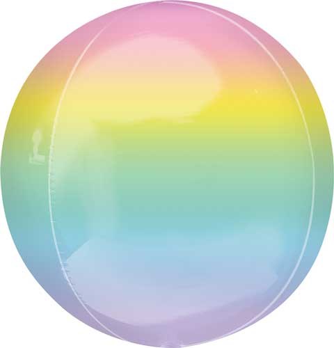 ORBZ Shape • 14" Jumbo Mylar Helium Balloon • OMBRE RAINBOW PASTEL