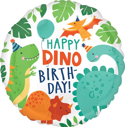 Dinosaur, Dinomite Happy Birthday • Standard Size 18" Mylar Helium Balloon