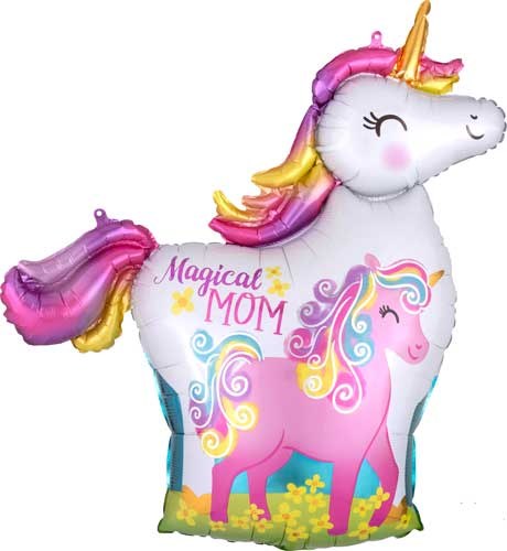 Magical Mom Unicorn Shape • Jumbo 32" Mylar Helium Balloon