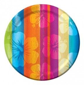 Aloha Summer 7in Plates Stripe 8ct