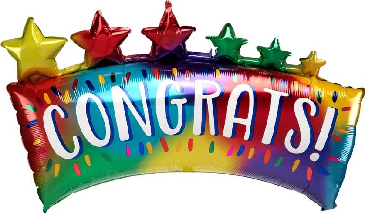 Congrats, Star Banner • Jumbo 34" Mylar Helium Balloon