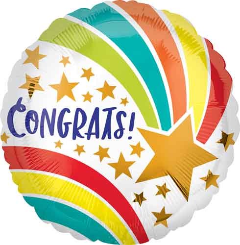 Congrats, Shooting Star • Standard Size 18" Mylar Helium Balloon