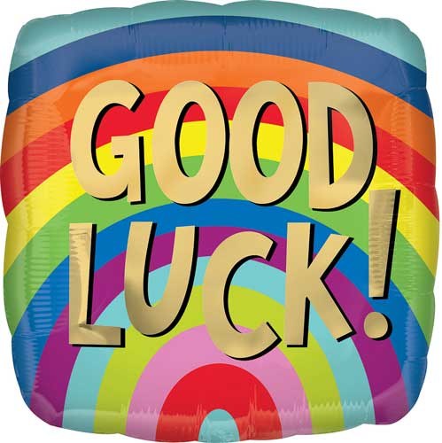 Good Luck, Whimsy Rainbow • Standard Size 18" Mylar Helium Balloon