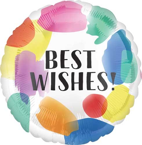 Best Wishes, Watercolor • Standard Size 18" Mylar Helium Balloon