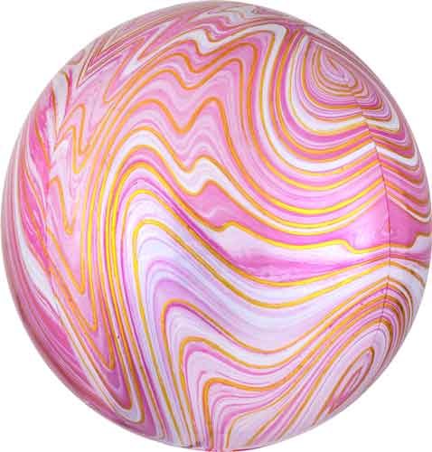 ORBZ Shape • 14" Jumbo Mylar Helium Balloon • MARBLEZ PINK/GOLD