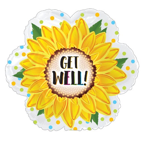 Get Well Sunflower • Standard Size 17" Mylar Helium Balloon