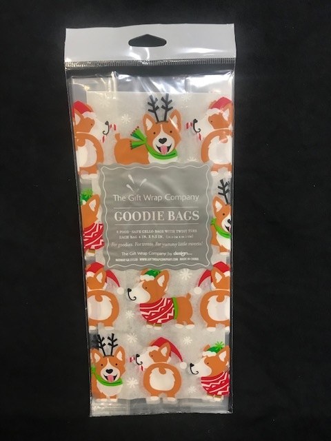 Christmas Corgis Goodie Bags w/ Twist Ties ~ 8 Pack