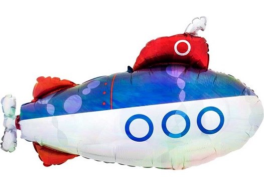 Nautical, Submarine Shape • Jumbo 34" Mylar Helium Balloon