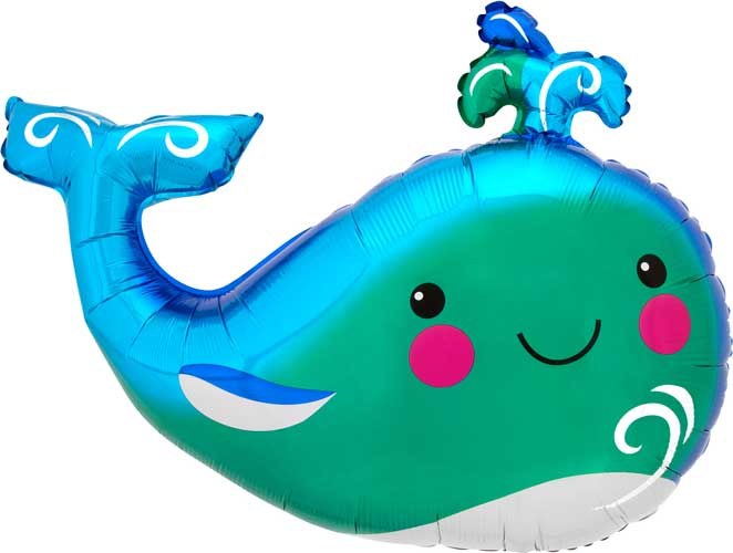 Ocean, Whale Shape • Jumbo 34" Mylar Helium Balloon