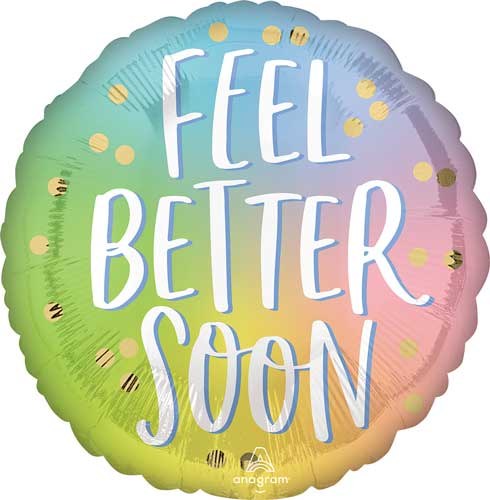 Feel Better Soon Colorful Ombre • Standard Size 17" Mylar Helium Balloon