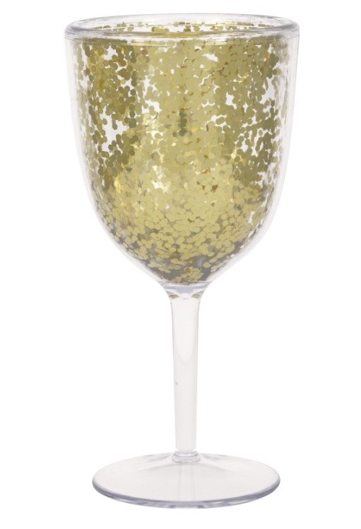 Wine Goblet Plastic w/ Glitter