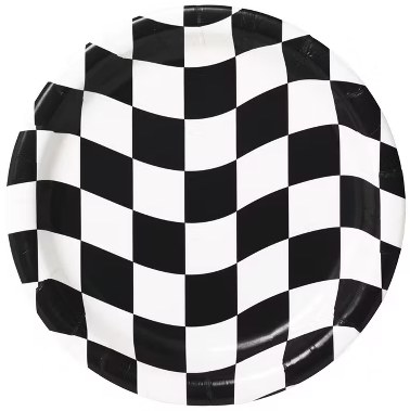Black/White Checker 7" Plates 8ct