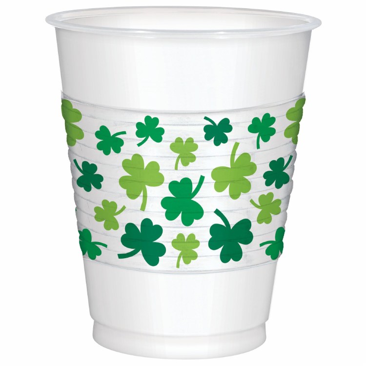 St. Patrick's Day Shamrocks 16oz. Plastic Cups ~ 25 Pack