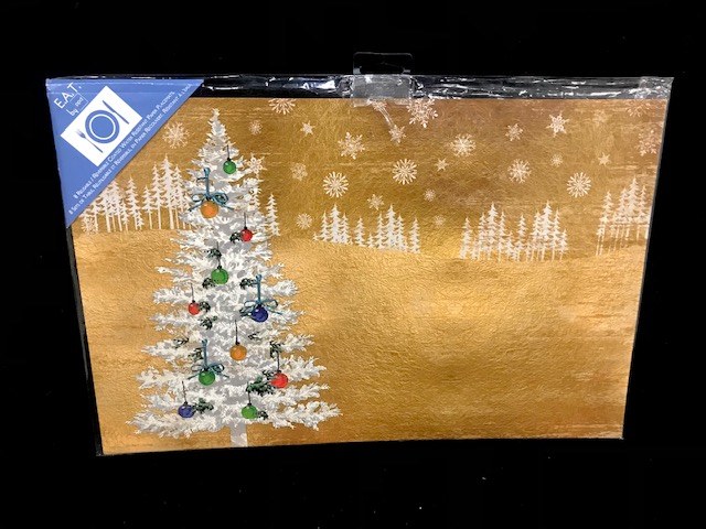 Reusable Christmas Woodland Trees Placemats ~ 8 Pack/17"x11"