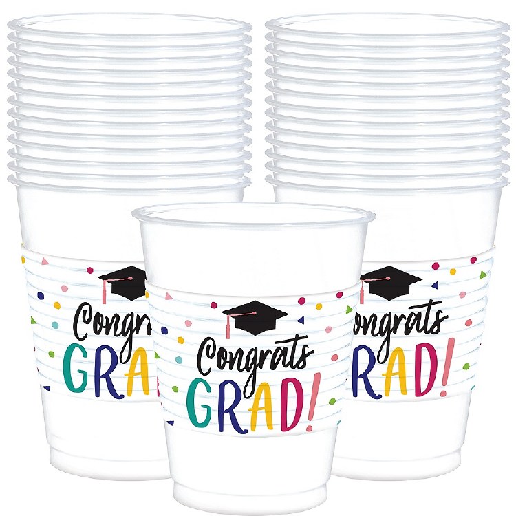 Congrats Grad Plastic 16oz Cups 25ct
