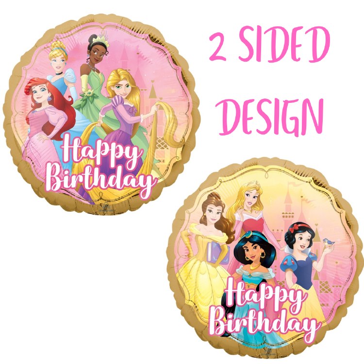 Standard Size / Happy Birthday Disney Princesses Mylar ~ 17"