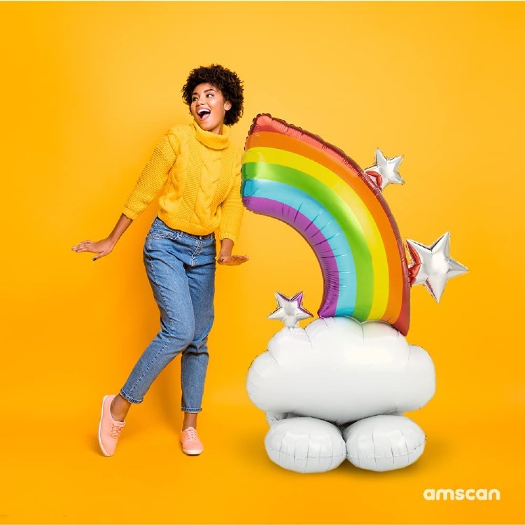 Rainbow Shape • Mega Jumbo Freestanding 52" Air-Filled Mylar Balloon