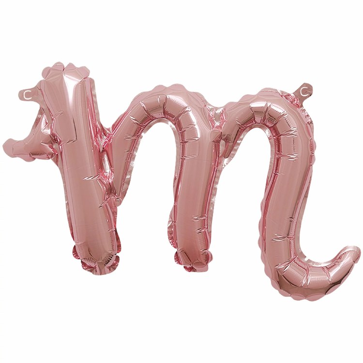 Mini 16" Air-Fill Only Letter Mylar Balloon • Rose Gold Script M