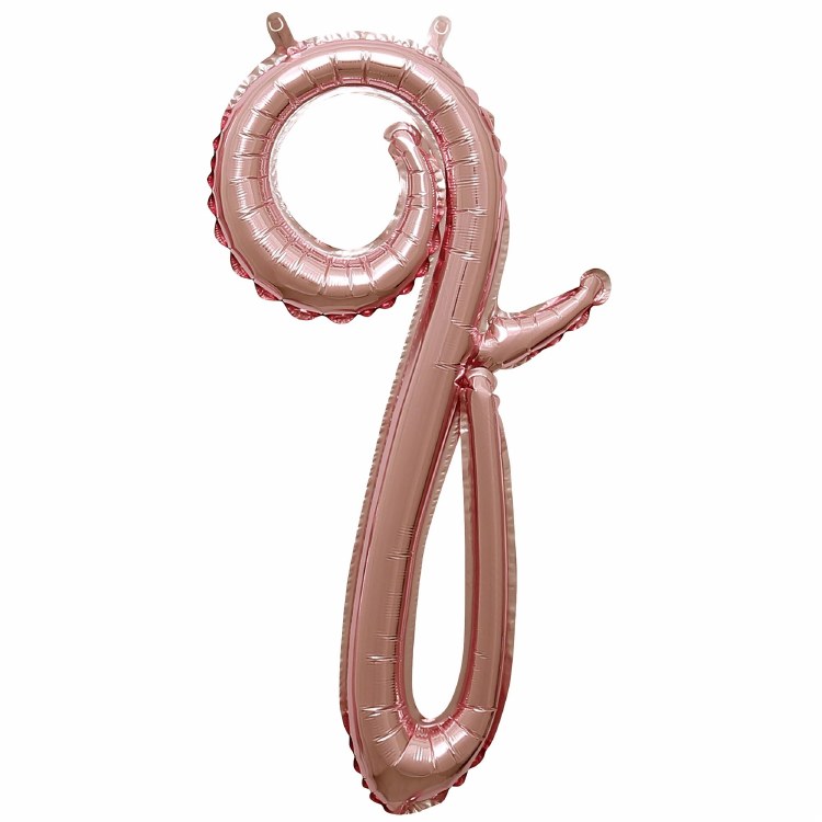 Mini 16" Air-Fill Only Letter Mylar Balloon • Rose Gold Script Q