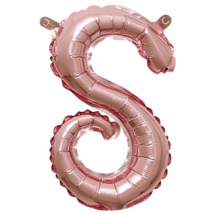 Mini 16" Air-Fill Only Letter Mylar Balloon • Rose Gold Script S