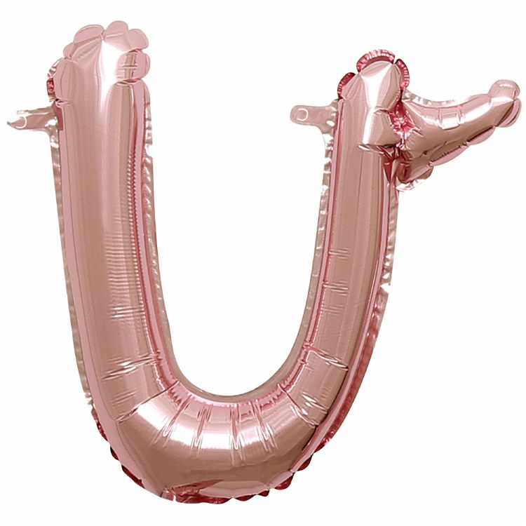 Mini 16" Air-Fill Only Letter Mylar Balloon • Rose Gold Script U