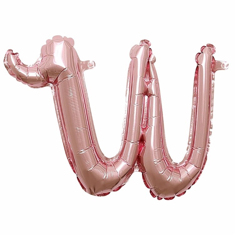 Mini 16" Air-Fill Only Letter Mylar Balloon • Rose Gold Script W