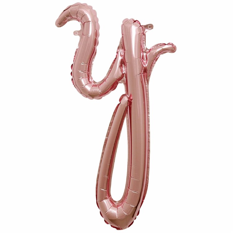 Mini 16" Air-Fill Only Letter Mylar Balloon • Rose Gold Script Y