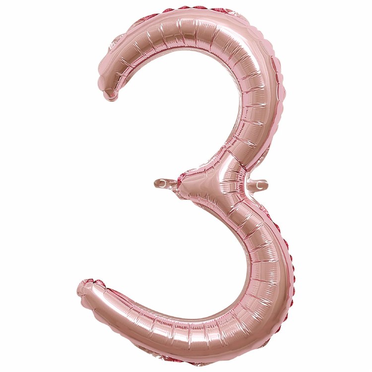 Mini 16" Air-Fill Only Number Mylar Balloon • Rose Gold Script 3