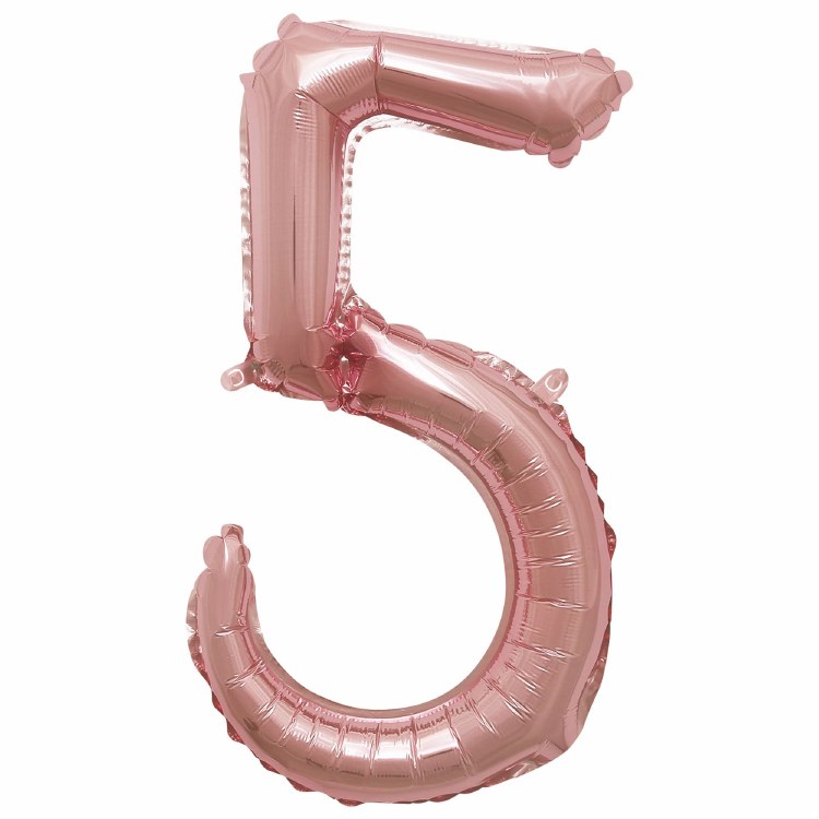 Mini 16" Air-Fill Only Number Mylar Balloon • Rose Gold Script 5