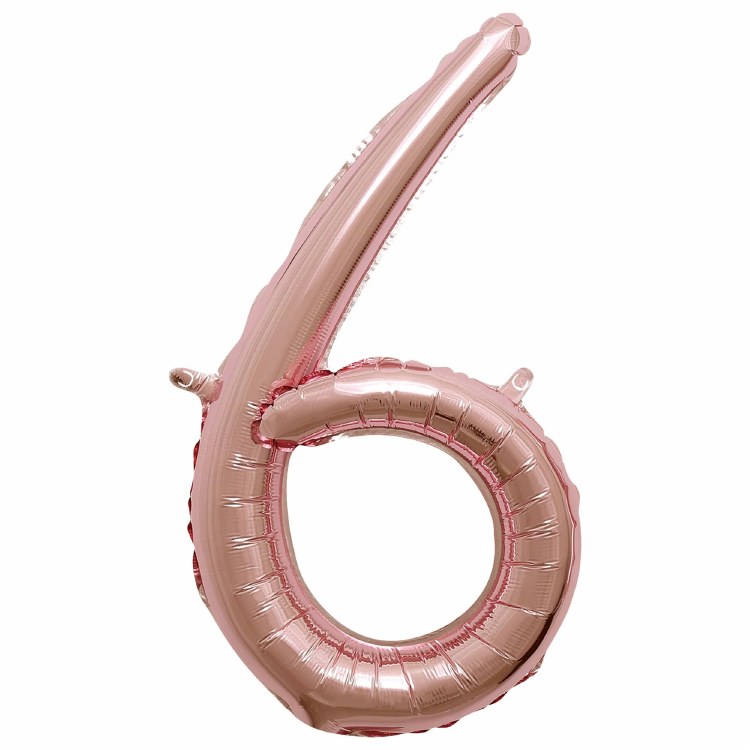 Mini 16" Air-Fill Only Number Mylar Balloon • Rose Gold Script 6