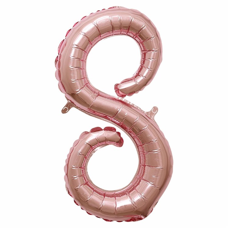 Mini 16" Air-Fill Only Number Mylar Balloon • Rose Gold Script 8