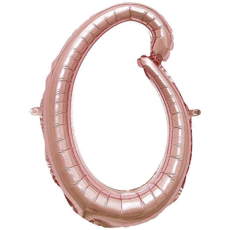 Mini 16" Air-Fill Only Number Mylar Balloon • Rose Gold Script 0