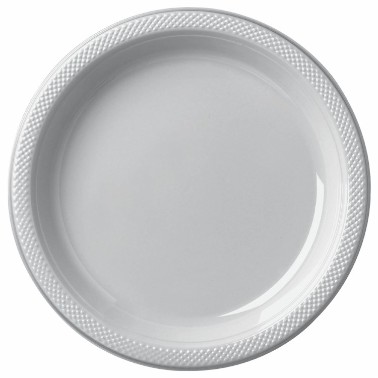 Silver 7in Plastic Plates 20ct