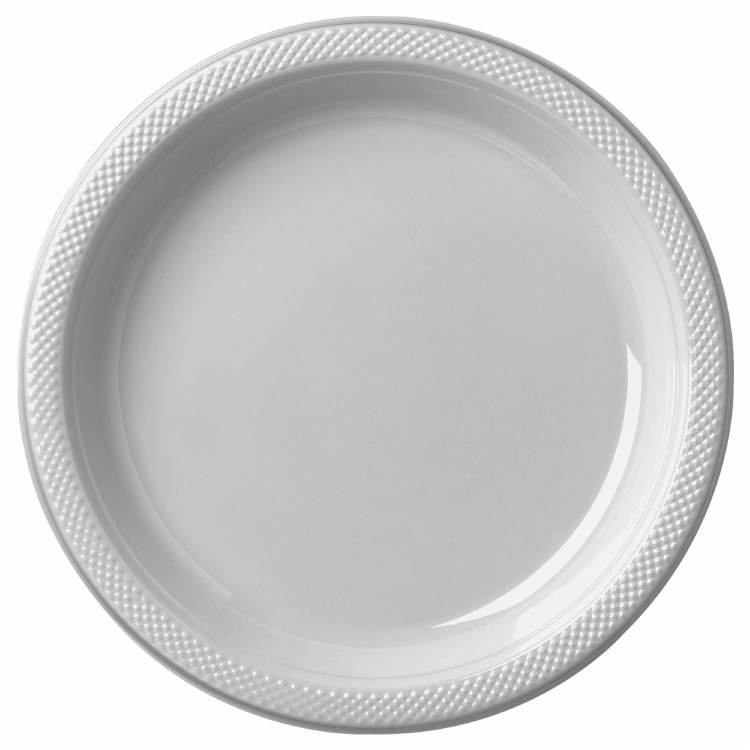 Silver 9in Plastic Plates 20ct